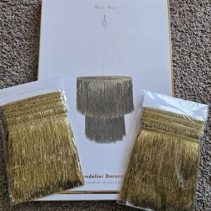 Meri Meri Gold Tinsel Fringe Garland And Fringe Chandelier (New)